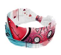 RODAILYCAY Fascia larga per capelli incrociata, per ragazze e donne, turbante morbido con cuore, elastica, per yoga e allenamento