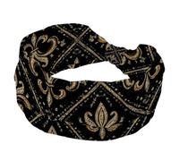 RODAILYCAY Fascia per capelli da donna con motivo astratto vintage con iris, ampia fascia per capelli annodata attorcigliata, fascia per capelli antiscivolo, morbida fascia elastica per la testa per