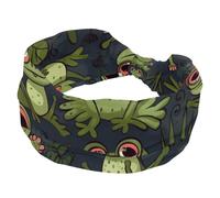 RODAILYCAY Fun Frogs - Fascia per capelli da donna, antiscivolo, con nodo incrociato, fascia larga per il sudore, per allenamento, sport, yoga