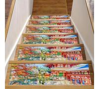 RODAILYCAY Giappone Byodo Temple Natural Scenery Scale Gradini per gradini in legno, 15 pezzi Tappeto antiscivolo per scale, gradini per interni, per bambini, anziani e animali domestici