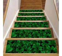 RODAILYCAY Green Clover - Tappeto antiscivolo per scale, 76,2 x 20,3 cm, per gradini in legno, 15 pezzi, tappetini per scale per interni, gradini per cani, bambini e anziani