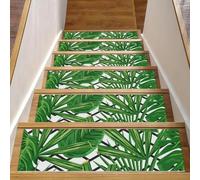 RODAILYCAY Green Plant - Tappeto antiscivolo per scale, 76,2 x 20,3 cm, per gradini in legno, 15 pezzi, tappetini per scale per interni, gradini per cani, bambini e anziani