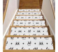 RODAILYCAY Le impronte di carlino sono carine confezione da 15 tappetini per scale, 20,3 x 76,2 cm, per gradini in legno, tappetini antiscivolo per scale, senza residui, per bambini, anziani e cani