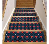RODAILYCAY Love Patterns - Tappetini antiscivolo per scale, confezione da 15 pezzi, per gradini in legno per interni, gradini per scale, con retro in TPE