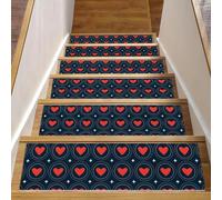 RODAILYCAY Love Seamless Patterns - 15 tappetini per scale, 20,3 x 76,2 cm, gradini per gradini in legno per interni, tappetini antiscivolo per scale, superficie in poliestere TPE
