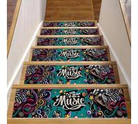 RODAILYCAY Music Microphone World, tappetini antiscivolo per scale, 20,3 x 76,2 cm, confezione da 15, tappetini di sicurezza autoadesivi per scale per interni, per bambini, anziani e animali domestici