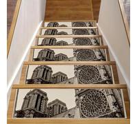 RODAILYCAY Notre Dame Paris - Tappeto antiscivolo per scale, 76,2 x 20,3 cm, per gradini in legno, confezione da 15, tappetini per scale per interni, gradini per cani, bambini e anziani