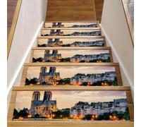 RODAILYCAY Notre Dame Paris - Tappeto per scale, 15 pezzi, per gradini in legno per interni, antiscivolo, protezioni per gradini riutilizzate, per bambini, anziani e animali domestici