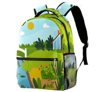 RODAILYCAY River House, zaino da viaggio per computer portatile con paesaggio primaverile, 40,6 cm, grande zaino per la scuola per ragazzi e ragazze, borsa impermeabile per computer