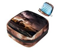 RODAILYCAY Sacchetti per assorbenti igienici da donna, grande capacità, borsa per assorbenti mestruali, mare tempesta con nuvole che appaiono sole, borse mestruali per tamponi