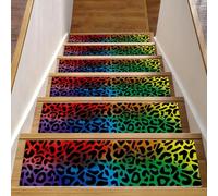 RODAILYCAY Staicase - Tappeto antiscivolo con stampa leopardata, 76 x 20 cm, per gradini in legno per interni, bordatura, tappeto per bambini, anziani e cani
