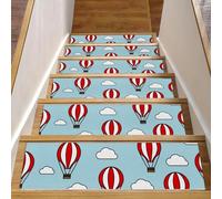 RODAILYCAY Staicase - Tappeto antiscivolo per scale con nuvole, 76 x 20 cm, 15 pezzi, per gradini in legno per interni, bordatura, tappeto per bambini, anziani e cani