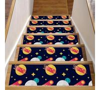 RODAILYCAY Star Celestial Body - Tappeto per scale, 15 pezzi, 20,3 x 76,2 cm, per gradini in legno per interni, antiscivolo, per bambini, anziani e animali domestici