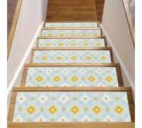RODAILYCAY Tappetini antiscivolo per gradini in legno, 15 pezzi, geometrici, semplici, 76,2 x 20,3 cm, tappetini per scale per interni, gradini per cani, bambini e anziani