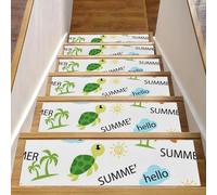 RODAILYCAY Tappetini antiscivolo per scale, confezione da 15 tappetini per scale, motivo con parole di animali, per gradini in legno per interni, gradini per scale, retro in TPE