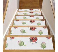 RODAILYCAY Tappetini per scale a forma di coccinella, 15 pezzi, per gradini in legno, antiscivolo, 20,3 x 76,2 cm, per interni, tappetini di sicurezza per bambini, anziani e animali domestici