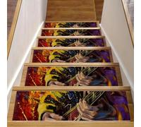 RODAILYCAY Tappetini per scale, confezione da 15 pezzi, per gradini in legno per interni, pittura a olio per chitarra, antiscivolo, protezioni per gradini riutilizzate, per bambini, anziani e animali