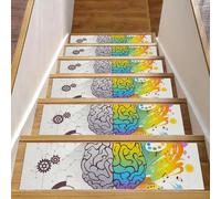 RODAILYCAY Tappetini per scale in legno antiscivolo, 15 pezzi, 20,3 x 76,2 cm, tappeto per interni, cervello, sinistro e destro, tappetini di sicurezza per bambini, anziani e animali domestici