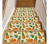 RODAILYCAY Tappetini per scale in legno antiscivolo, motivo tropicale, ananas e banana, 15 confezioni da 20,3 x 76,2 cm, tappetini di sicurezza per bambini, anziani e animali domestici