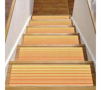 RODAILYCAY Tappetini per scale per gradini in legno per interni con motivo a linee ombré, confezione da 15 tappetini per scale da 20,3 x 76,2 cm, tappetini antiscivolo per scale, superficie in