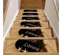 RODAILYCAY Tappeto antiscivolo per scale, 20,3 x 76,2 cm, 15 pezzi, tappeto di sicurezza per scale Hello Summer Beach, autoadesivo, per interni, per bambini, anziani e animali domestici