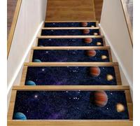 RODAILYCAY Tappeto antiscivolo per scale, 20,3 x 76,2 cm, 15 pezzi, tappeto di sicurezza per scale, pianeta, universo, autoadesivo, per interni, per bambini, anziani e animali domestici