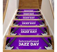 RODAILYCAY Tappeto antiscivolo per scale, 20,3 x 76,2 cm, per la giornata internazionale del jazz, 15 pezzi, tappeto autoadesivo per scale per interni, per bambini, anziani e animali domestici