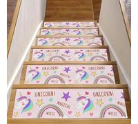 RODAILYCAY Tappeto per gradini in legno rosa, 15 confezioni da 15 tappetini antiscivolo per scale, 20,3 x 76,2 cm, per gradini in legno per interni, tappetini riutilizzabili per bambini, anziani e