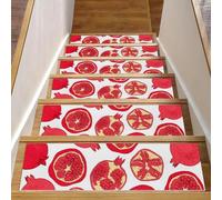RODAILYCAY Tappeto per scale, 15 tappetini antiscivolo per scale, melograno frutta rossa 20,3 x 76,2 cm, per gradini in legno interni, tappetino riutilizzabile per bambini, anziani e animali domestici