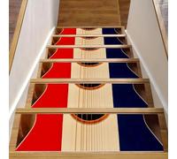 RODAILYCAY Tappeto per scale a forma di chitarra con musica americana, 15 pezzi, per gradini in legno, antiscivolo, 20,3 x 76,2 cm, per interni, tappetini di sicurezza per bambini, anziani e animali