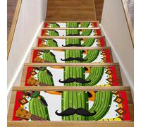 RODAILYCAY Tappeto per scale Cinco De Mayo Cactus Chitarra 15 pezzi 20,3 x 76,2 cm antiscivolo tappetino di sicurezza autoadesivo per interni scale tappetini per bambini anziani e animali domestici