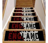 RODAILYCAY Tappeto per scale con lettere dell'alfabeto, colore rosso e nero, confezione da 15 pezzi, 20,3 x 76,2 cm, antiscivolo, tappetino di sicurezza autoadesivo per interni, per bambini, anziani e