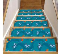 RODAILYCAY Tappeto per scale, razzo e spaziatori, 15 pezzi, antiscivolo, 20,3 x 76,2 cm, per gradini in legno per interni, tappetino riutilizzabile per bambini, anziani e animali domestici