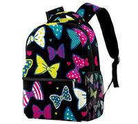 RODAILYCAY Zaino da viaggio per computer portatile colorato con fiocco blu rosato e cuoricino, zaino universitario per scuola superiore, borsa per libri di grande capacità, zaino carino per uomini e