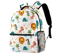 RODAILYCAY Zaino da viaggio per computer portatile con tartaruga leone e tucano grande zaino per libri carino per uomo donna, Multicolore 1., 29.4x20x40cm/11.5x8x16 in, Casual
