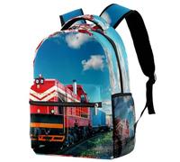 RODAILYCAY Zaino per bambini, con motivo ferrovia e cielo blu, impermeabile, stile casual, per libri, computer portatile, unisex