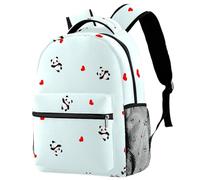 RODAILYCAY Zaino per bambini, con motivo panda e amore, colore azzurro, impermeabile, casual, per libri, computer portatile, unisex, colore azzurro