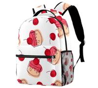 RODAILYCAY Zaino per la scuola per uomini e donne, borsa da viaggio per computer portatile con torta di ciliegie, zaino leggero per università, zaino casual per libri