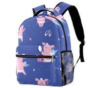 RODAILYCAY Zaino per la scuola per uomini e donne, con maiale rosa e angelo per dormire e ballare, borsa da viaggio per laptop, zaino leggero per università, zaino casual