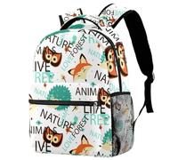 RODAILYCAY Zaino scolastico per uomini e donne, con animali scarabocchiati, parole, borsa per computer portatile, leggero, zaino per università, zaino casual