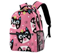 RODAILYCAY Zaino scolastico per uomini e donne, con gatti rosa, borsa da viaggio per computer portatile, zaino leggero per università, zaino casual per libri