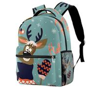 RODAILYCAY Zaino scolastico per uomini e donne, Hello Christmas Raindeer, borsa da viaggio per computer portatile, zaino leggero per università, zaino casual per libri