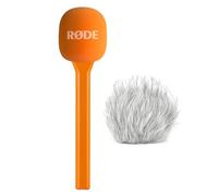 Rode Interview GO - Adattatore manuale per moduli di trasmissione wireless, arancione con protezione antivento Keepdrum