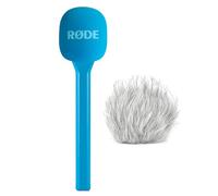 Rode Interview GO - Adattatore manuale per moduli di trasmissione wireless, blu con protezione antivento Keepdrum