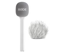 Rode Interview GO - Adattatore manuale per moduli di trasmissione wireless, colore: Bianco con protezione antivento Keepdrum