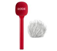 Rode Interview GO - Adattatore manuale per moduli di trasmissione wireless, rosso con protezione antivento Keepdrum