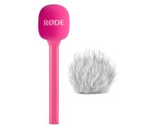 Rode Interview GO - Adattatore manuale rosa | Per moduli di trasmissione wireless, con protezione antivento in pelliccia Keepdrum