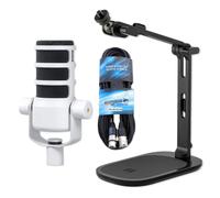 Rode - Microfono Podmic bianco con treppiede da tavolo DS-3 e cavo Keepdrum