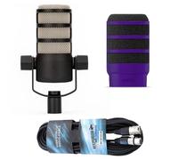 Rode microfono Podmic con protezione antivento WS14 viola protezione pop e cavo keepdrum