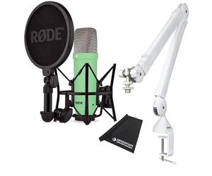 Rode NT1 Signature Green Microfono Studio Verde + PSA1 W Plus Braccio Giunto Bianco + panno in microfibra Keepdrum